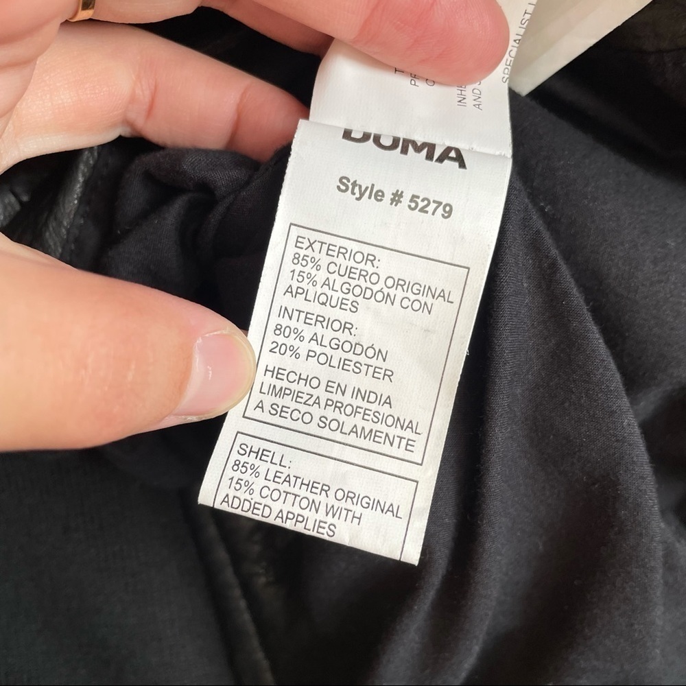 DOMA Leather jacket coat Moto Biker full zip solid black small motorcycle goth S - Picture 5 of 7
